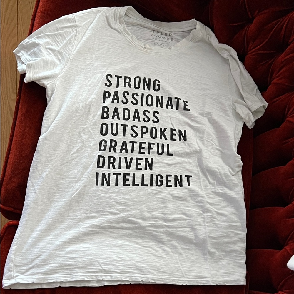 White Graphic Tee with Motivational Text